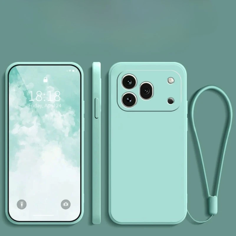 Liquid Silicone Matte Shockproof Bumper Case with Strap