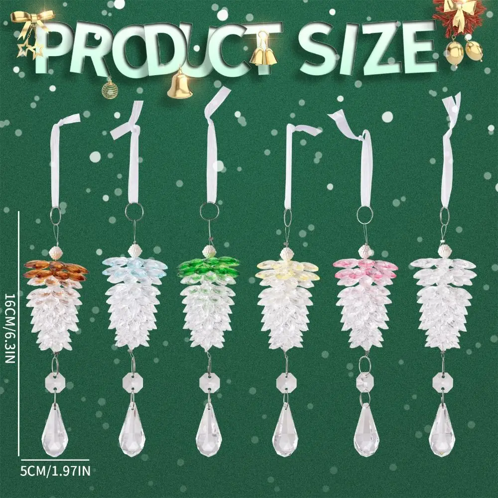 Transparent Clear Pine Cone Pendant Reflects Light Sparkling 3D Acrylic Pinecone Hanger Simulated with Hanging Loop