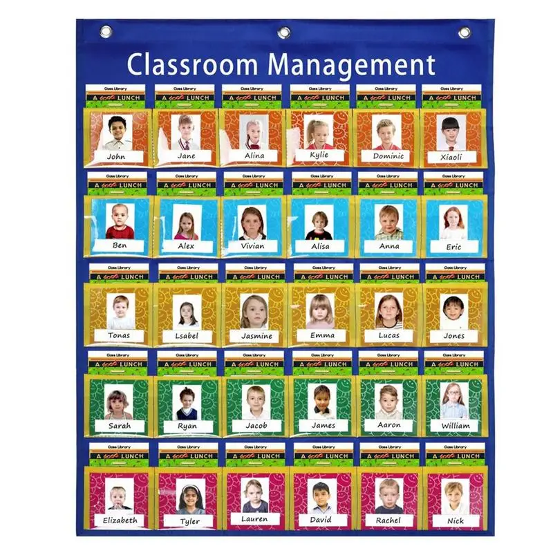 School Classroom Attendance Pocket Chart With 74 Color Cards Teacher Who Is Here Accessories For Classroom Management