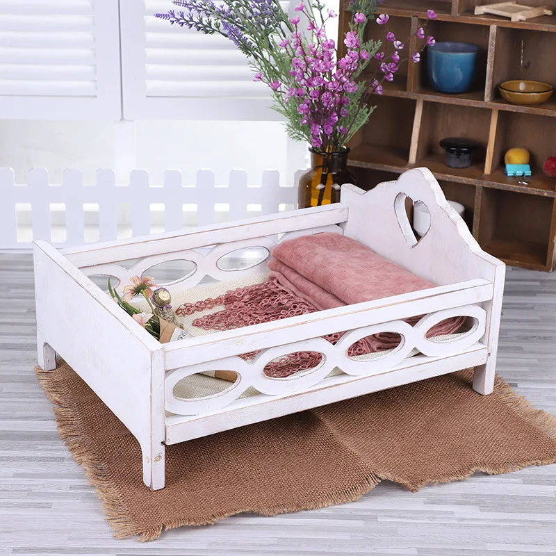 

Newborn Photography Props Small Retro Wooden Bed Studio Shooting Auxiliary Props Newborn Photo Posing Crib Ornaments Decor