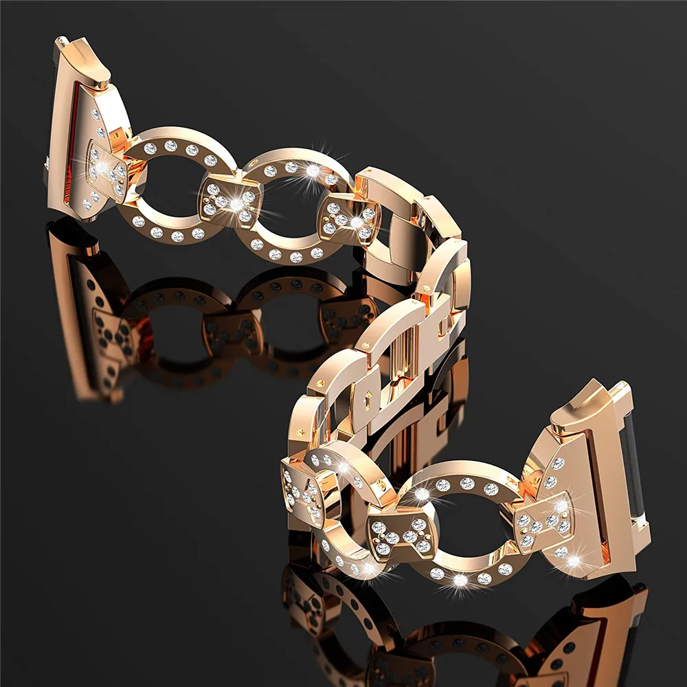 Fashion Stainless Steel with luxury rhinestone Bracelet For Fitbit Ionic Smart watch Metal Replacement Bracelet correa