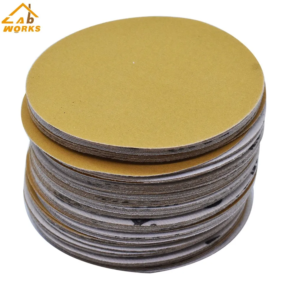 

100Pack 6" Hook Loop Pads Sanding Disc NO-Hole Flocking Sandpaper Grit 60-320