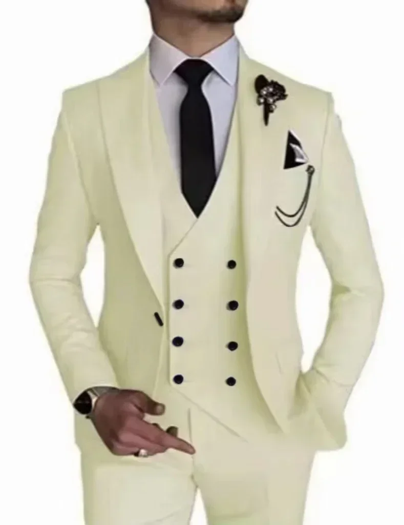 Men's Three-piece Suit Tailored Designer Clothe Formal Jacket with Peak Lapel for Celebrities on Demand