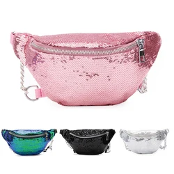 New Fashion Women Sequin Fanny Pack Fashion Female Waist Bag New Chest Pouch Shoulder Bag Glitter Bum Belts Bags Waist Packs