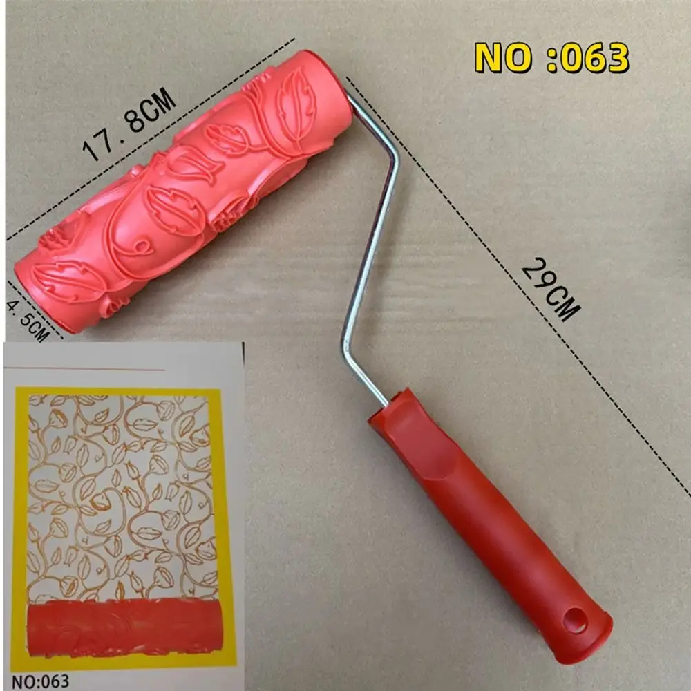 Rubber Imitation Wood Grain Pattern Paint Roller DIY Paint Texture Pigment Printing Wall Painting Roller with Handle Home Tool