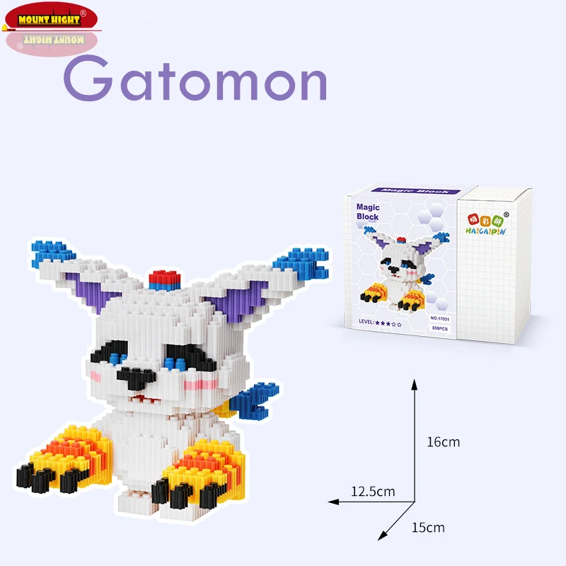 DIY Digimon Small Building Cartoon Agumon Animal Model Education Game Graphics Digital Monster Blocks Kids Gift Educational Toys wooden cubes Blocks