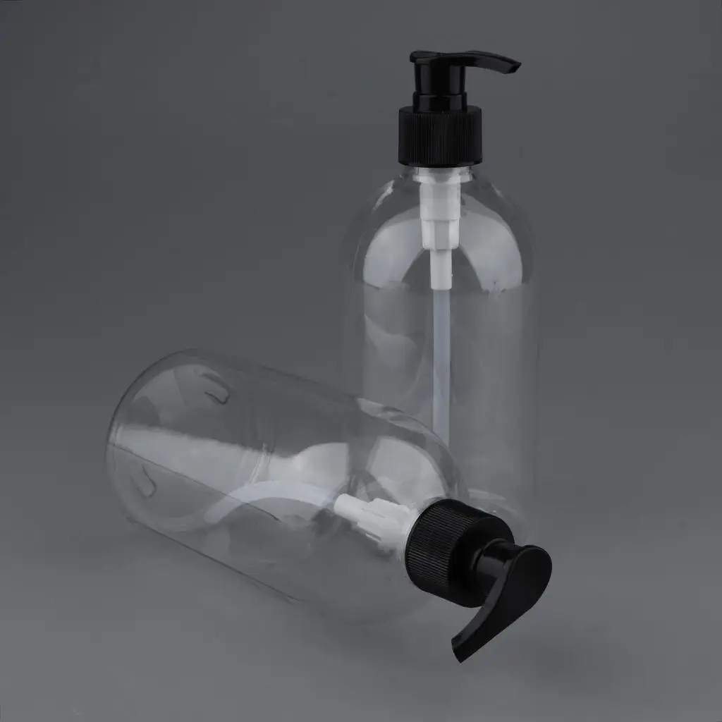 프리미엄 플라스틱 펌프 병 2개입 500ml 리필 가능 샴푸 디스펜서 (주방, 욕실, 미용실용)