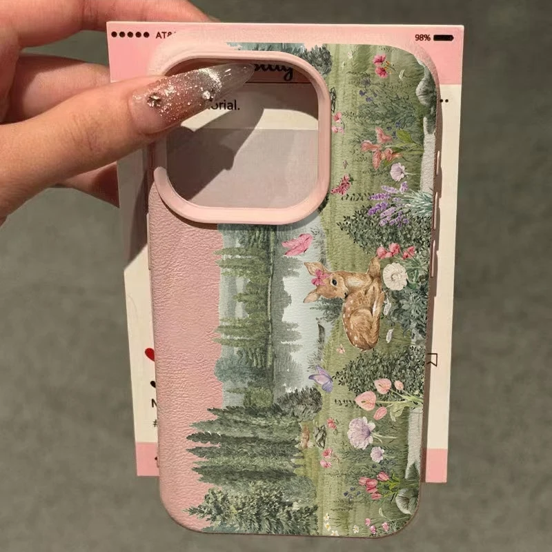Enchanted Forest Deer Floral Pattern Phone Case Cover