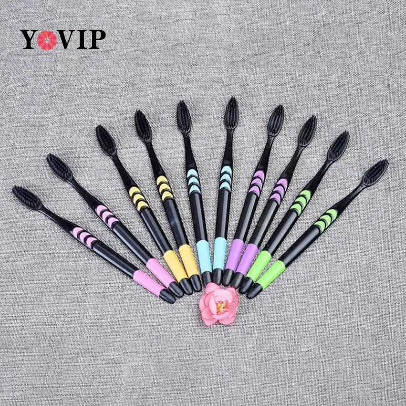 

Набор из 10 натуральных бамбуковых зубных щеток с мягкой щетиной, зубная щетка с древесным углем, Экологичные бамбуковые зубные щетки, уход за зубами