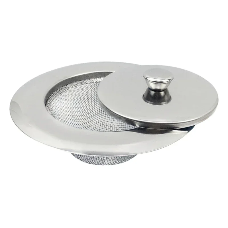 Kitchen Sink Strainer Drain Hair Catcher Bath Stopper Plug Stainless Steel Sewer Filter with Lid Bathroom Accessories