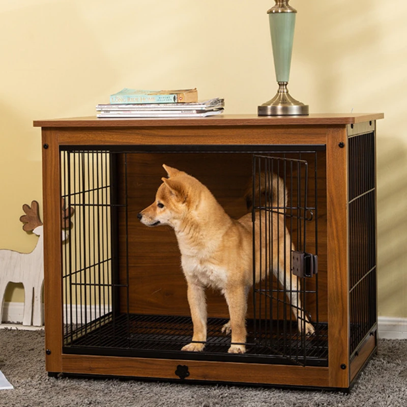 

Large Medium Dog Training Crate Kennel Cage with Double Lockable Doors Pet Crate End Table Wood Furniture Cave House Chew-Proof