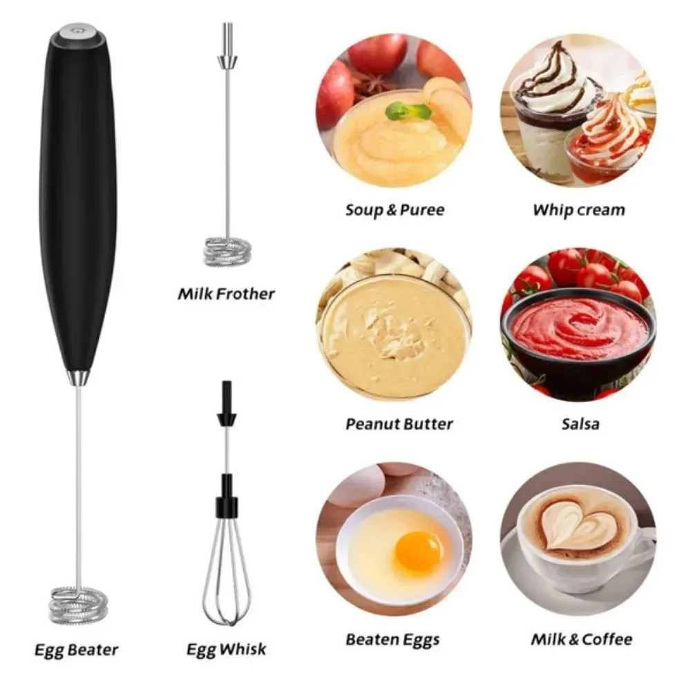 Milk Frother Electric Milk Frother Handheld Mini Whisk for Coffee Latte Cappuccino Kitchen Tools Household Essentials