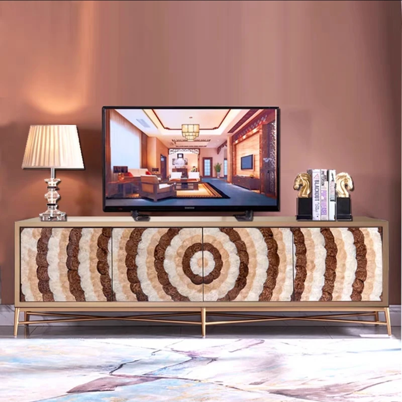 

JZY-COMMERCE-Light Luxury TV Cabinet, Three Color Shell Decoration, Living Room Furniture, Solid Wood, Good Table