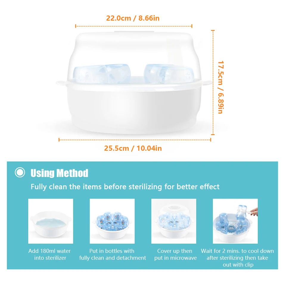 Microwave Bottle Sterilizer Steam Sterilizer Fits Baby Bottles