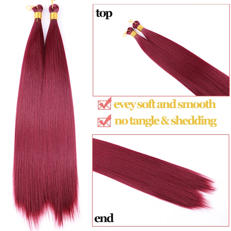 Full Star Straight Synthetic Bulk Hair Extensions 22" High Temperature Hair Bundles For Braiding Crochet Hair Black Brown Blonde 6