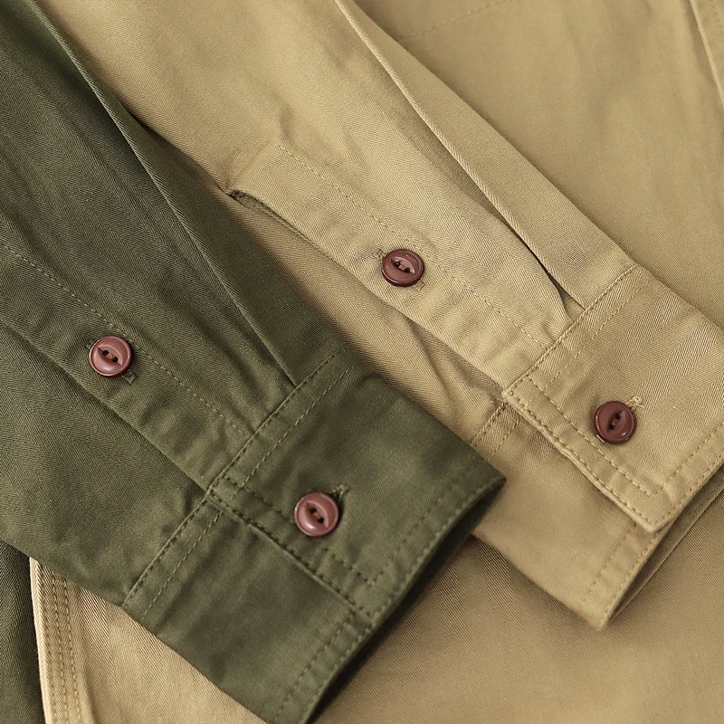 

Spring and Autumn Engineer Shirt Jacket Ami Khaki American Retro Army Green Tough Guy Men's Long Sleeve Work Shirt