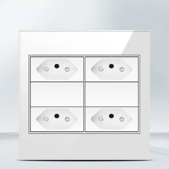 Melery 4x4เต้าเสียบหน้าจอโทรศัพท์ทนไฟ20A บราซิลมาตรฐาน USB คู่ชนิด C สวิทช์ช่องไฟไฟติดผนังสำนักงานสีขาวบ้าน 7