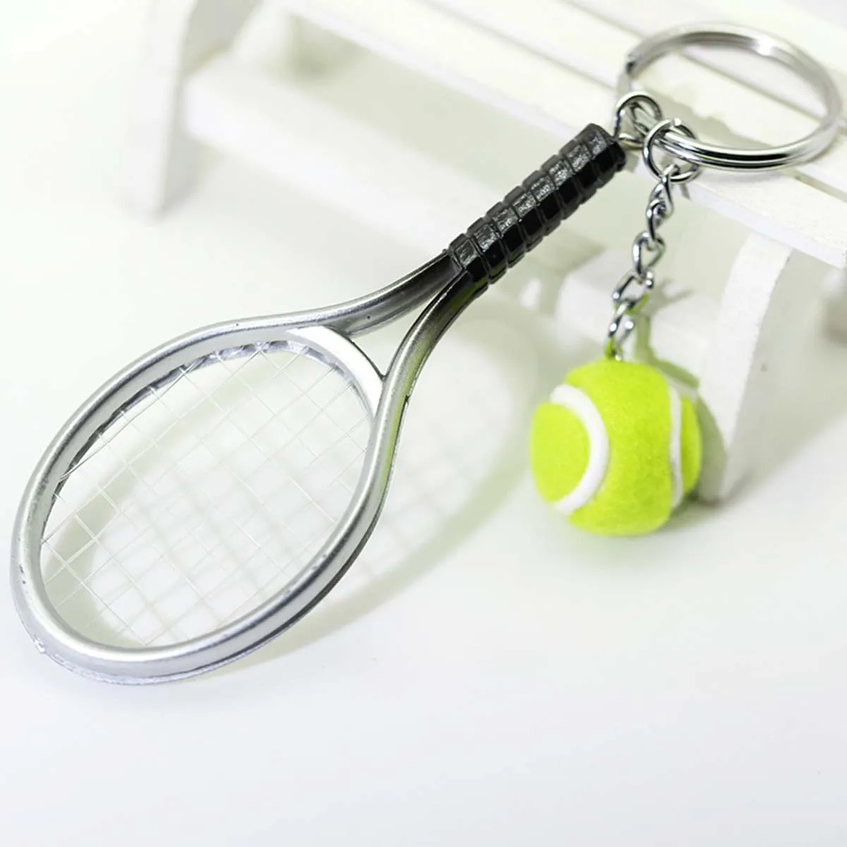 Mini Tennis Racket Pendant Keychain - Sporty Accessory & Gift
