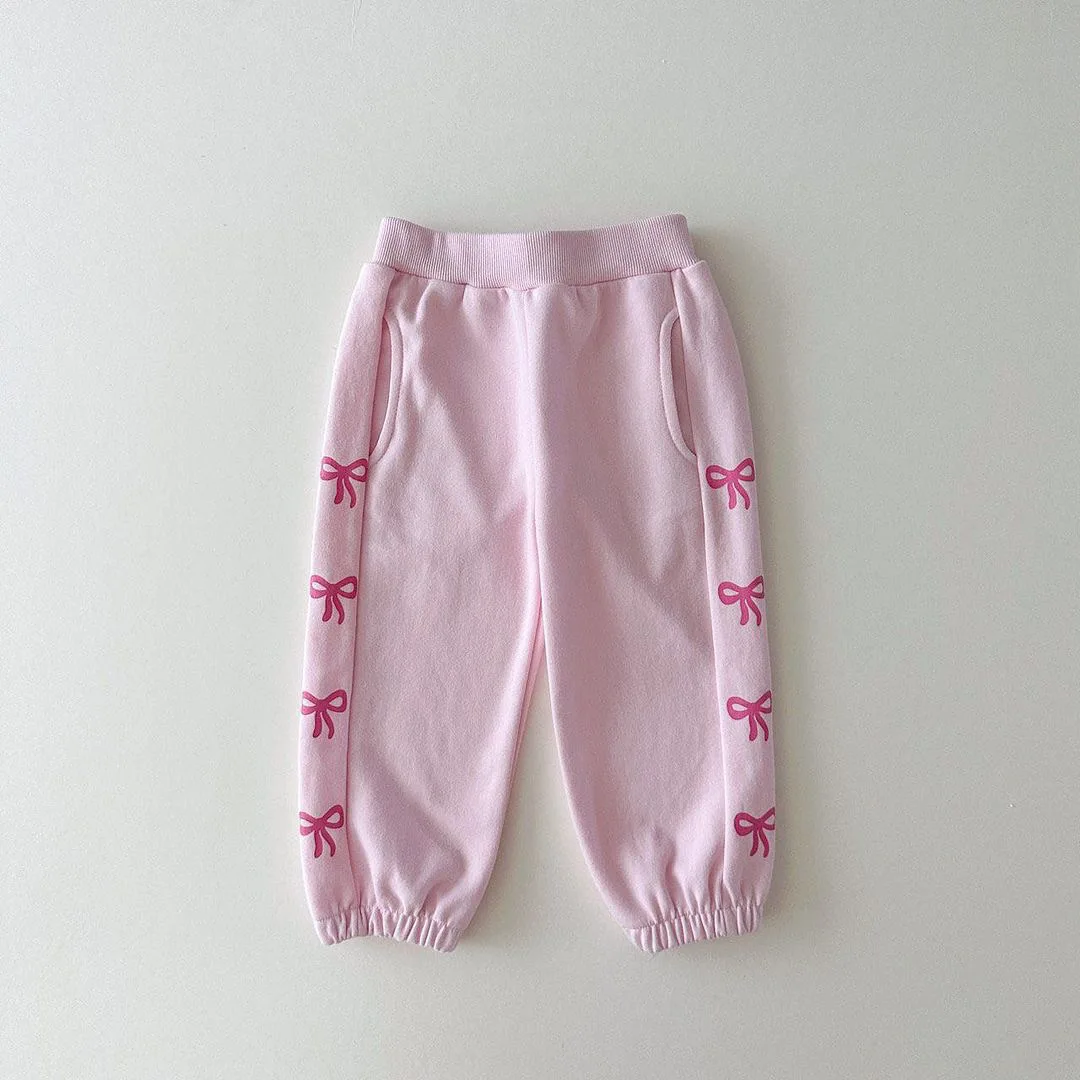 

Sweet Bowknot Printing Pattern Girls Sports Pants Soft Breathable Kids Trousers Children Pants Spring Autumn Baby Stuff