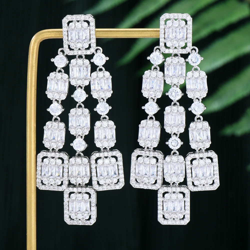 

Siscathy Indian Dubai Gorgeous Hanging Earrings For Women Trend Cubic Zircon Earring Wedding Party Anniversary Jewelry Female