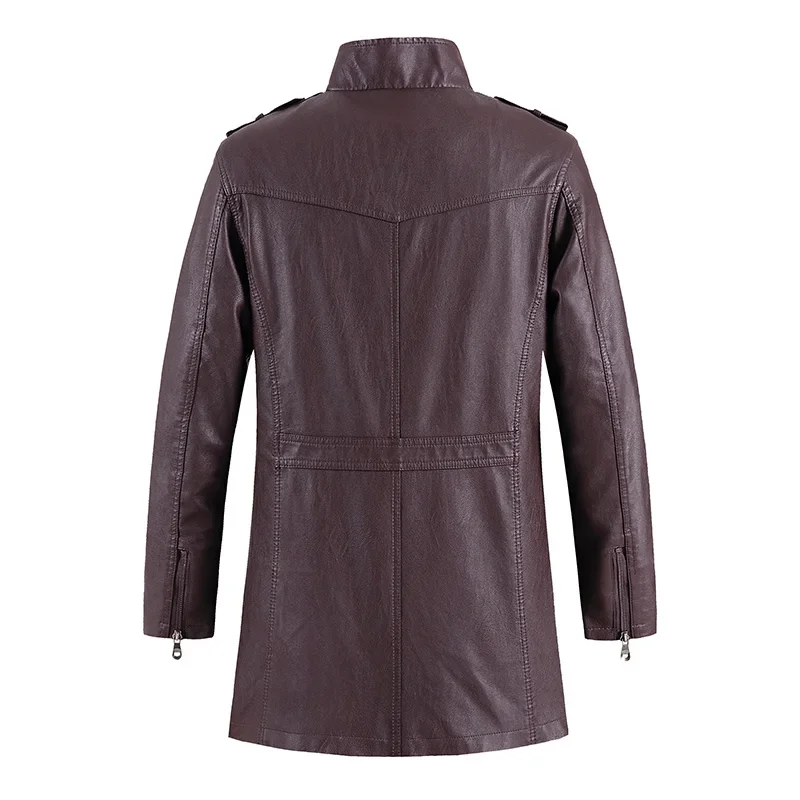Coat Long Outwear Fashion Warm Casual Vintage Clothing Men Biker Jackets Mens Long Slim Thick Fleece Winter Leather Jacket leather jackets men winter jacket