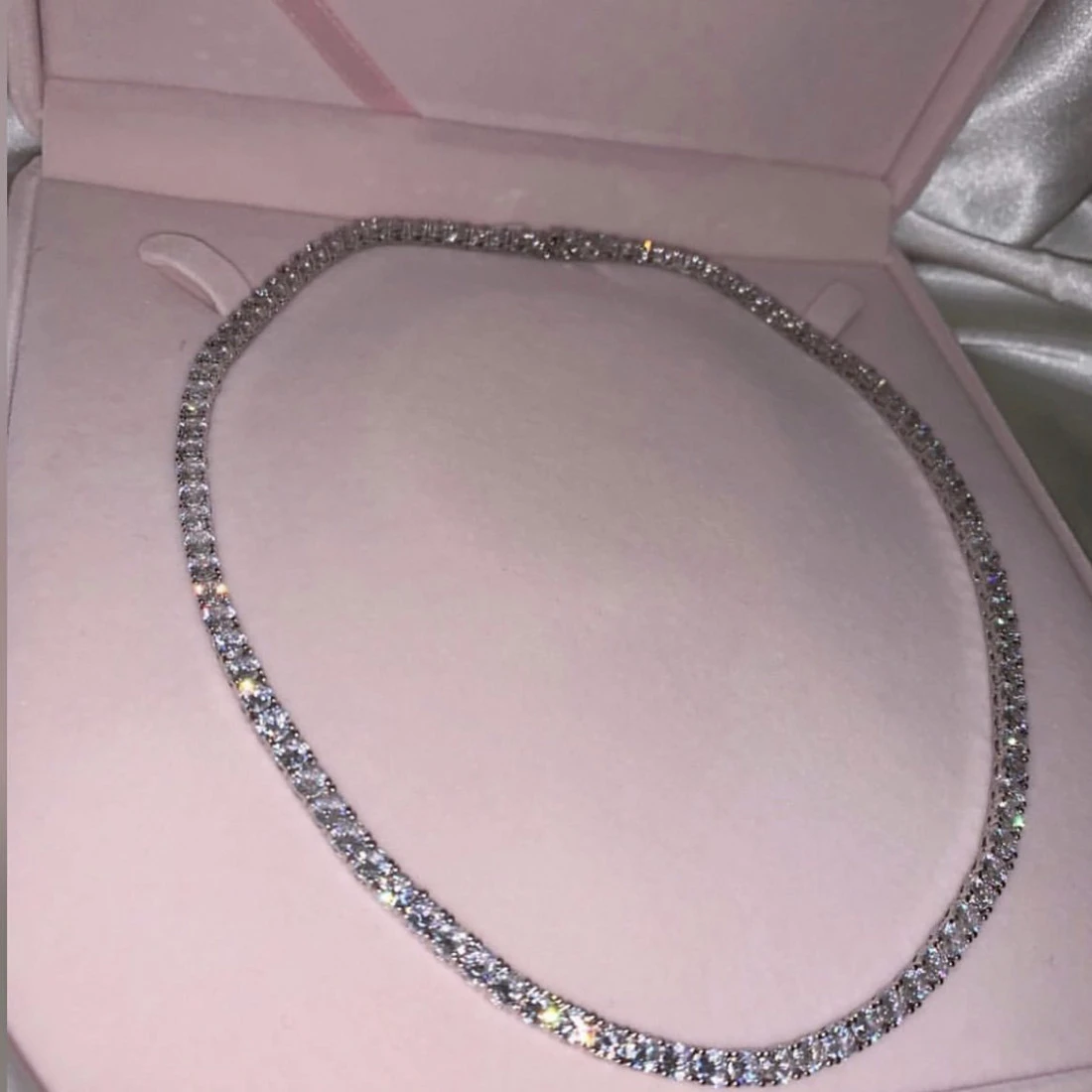 Hip Hop Punk Designer 3-6MM Iced Out Tennis Necklace for Women Men 14K White gold Filled Wedding Jewelry With 40 - 60 CM 4