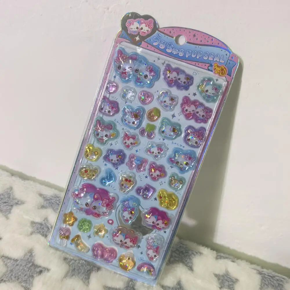 고대 헤이세이 핑크 블루 토끼 낫토 입체 릴리프 스티커 데스크탑 장식 Diy 노트북 연필 케이스 친구 선물