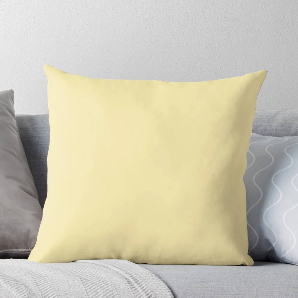 

Just Color Plain Yellow: Buttermilk (pale sunny yellow) Throw Pillow Decorative Sofa Cushion luxury home accessories