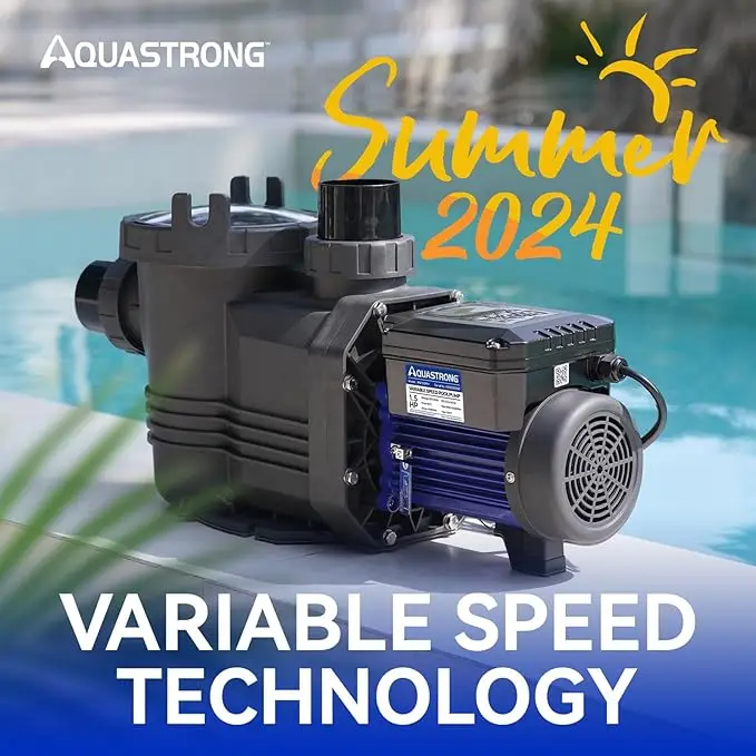 Speed Pool Pump 1.5 HP 220V 8189GPH In/Above Pool Pump Energy Efficient High Flow Powerful Self Primming Swimming Pumps