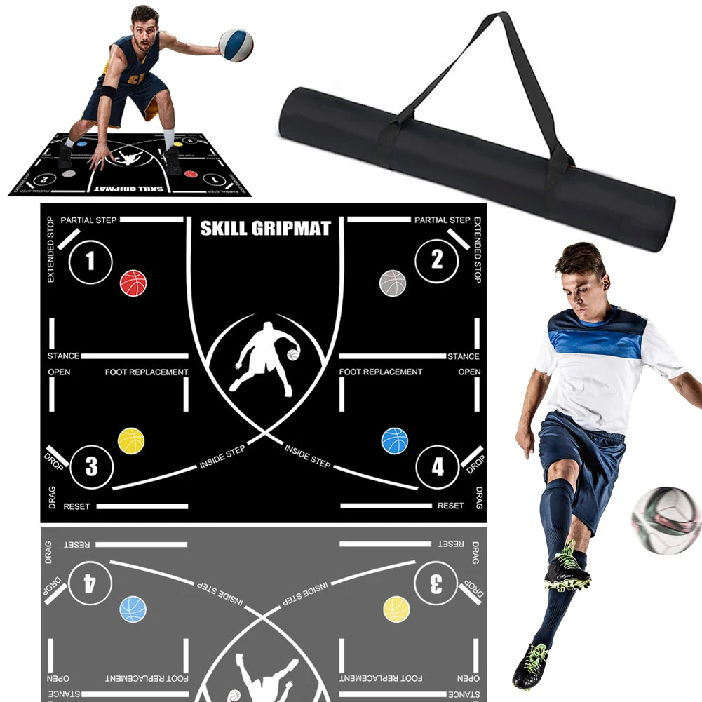 Basketball Footstep Training Mat Non-Slip Basketball Dribble Trainer Shock Absorbing Silent Dribble Training Mat All Levels