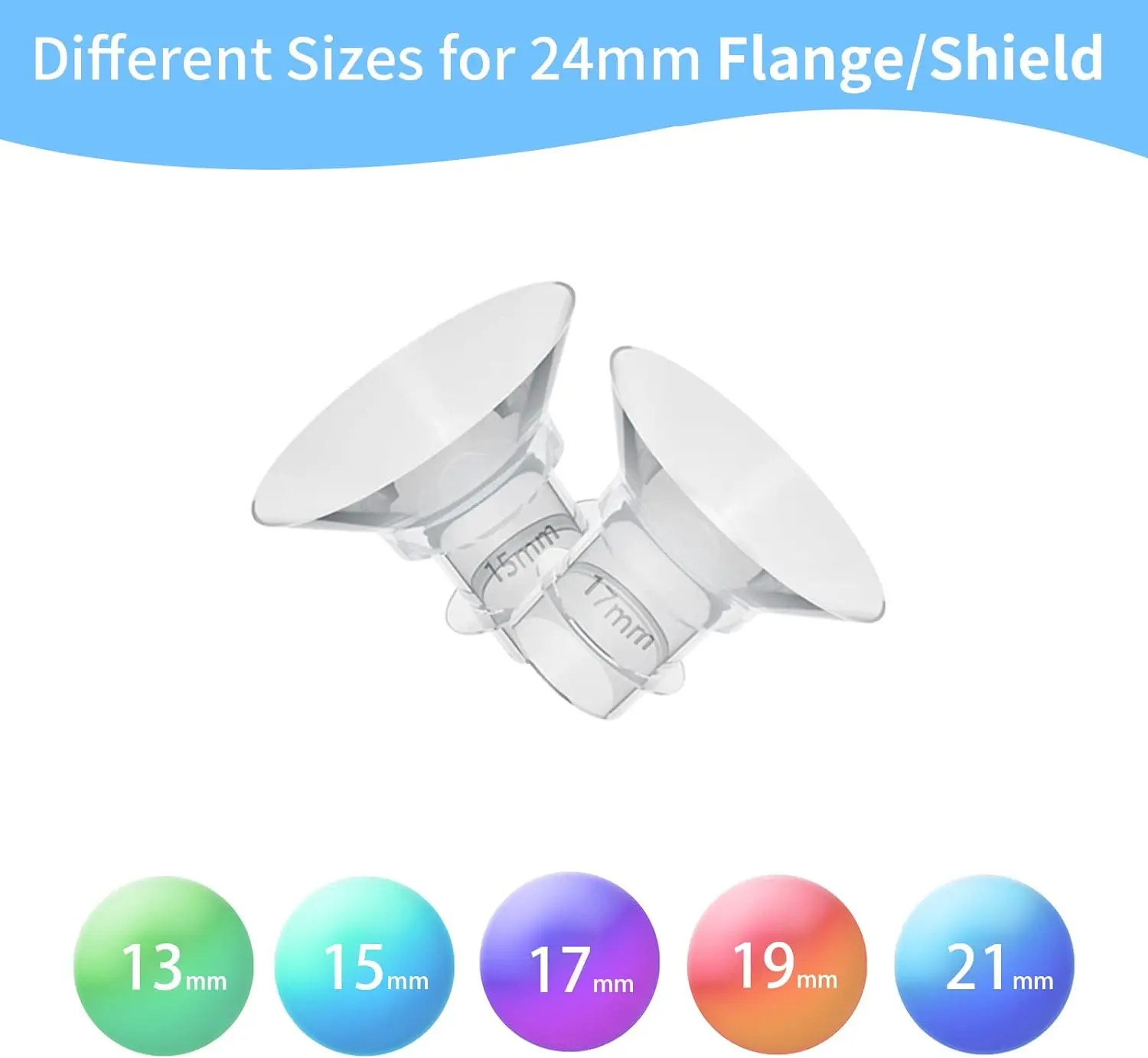 10pc Flange Inserts 13/15/17/19/21mm,Compatible with S9/S10/S12 etc 24mm Wearable Breast Pump,Breast Pump Flange Insert 2