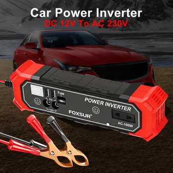 Convertitore di potenza per auto da 12V CC a 230V CA con USB, morsetti per batteria e interfaccia accendisigari