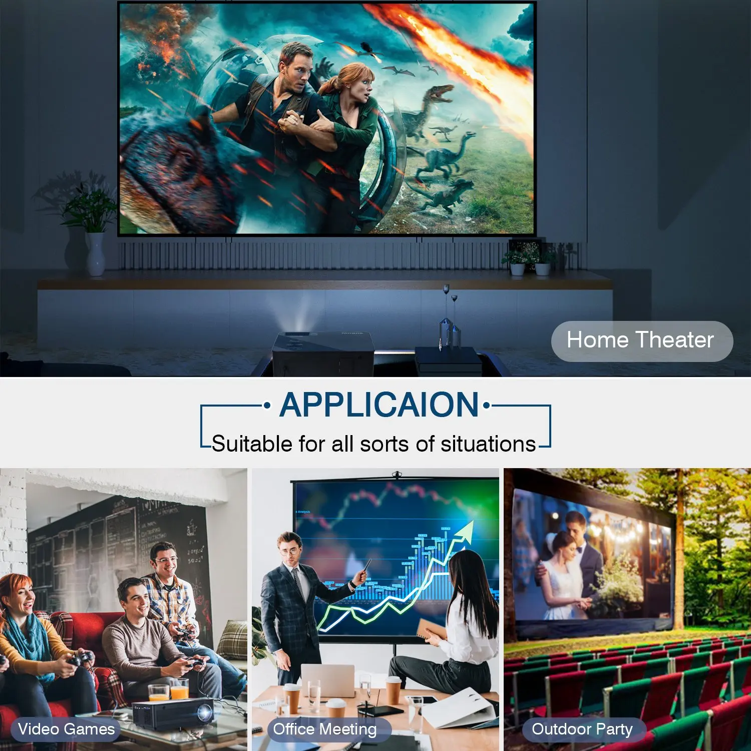 FANGOR 26000 Lumens 4K Projector Smart Wifi BT Projectors Full HD 1080P Native Video Dolby Audio Home Outdoor Theater Beamer