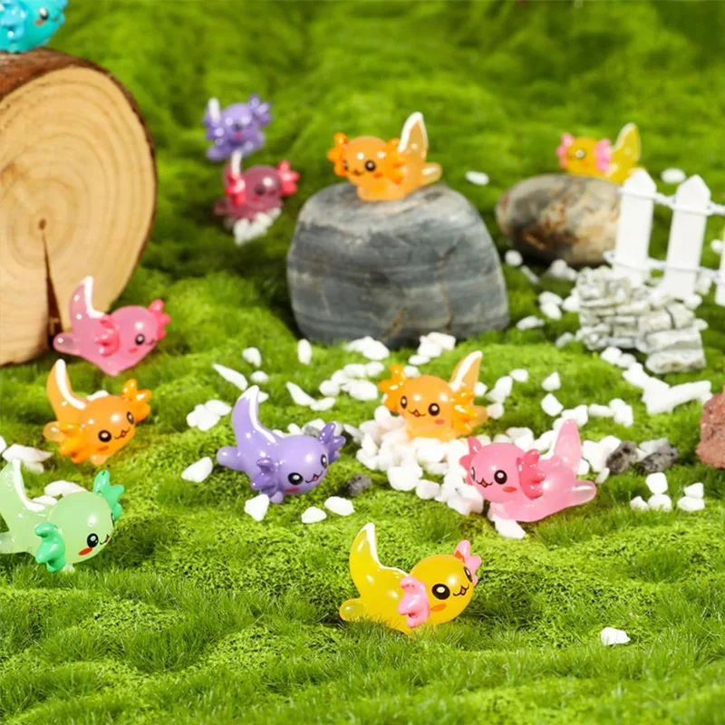 35PCS Resin Axolotl Ornament Miniatures Ambystoma Mexicanum Cute Animals Fish Tank Moss Microlandscape Fairy Garden Decoration 4