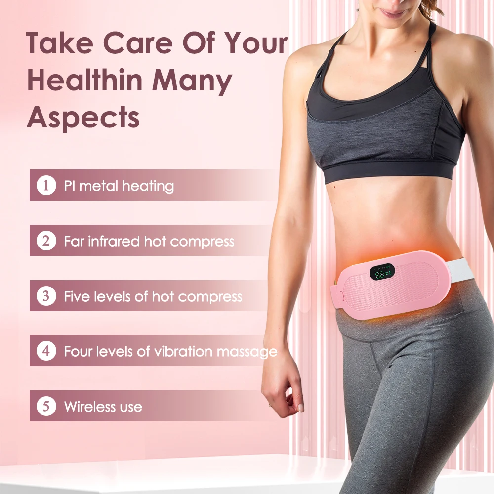 Menstrual Heating Pad 5-Level Warm Palace Belt Relief Waist Cramps Vibrating Abdominal Massager Electric Waist Belt Device
