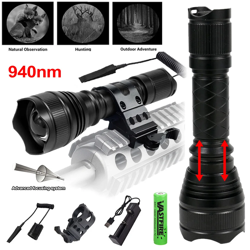 

T21 IR Flashlight 200 yard Zoomable Focus 7 Watt 850nm-940nm LED Infrared Radiation Lamp Night Vision Torch Hunting Lantern