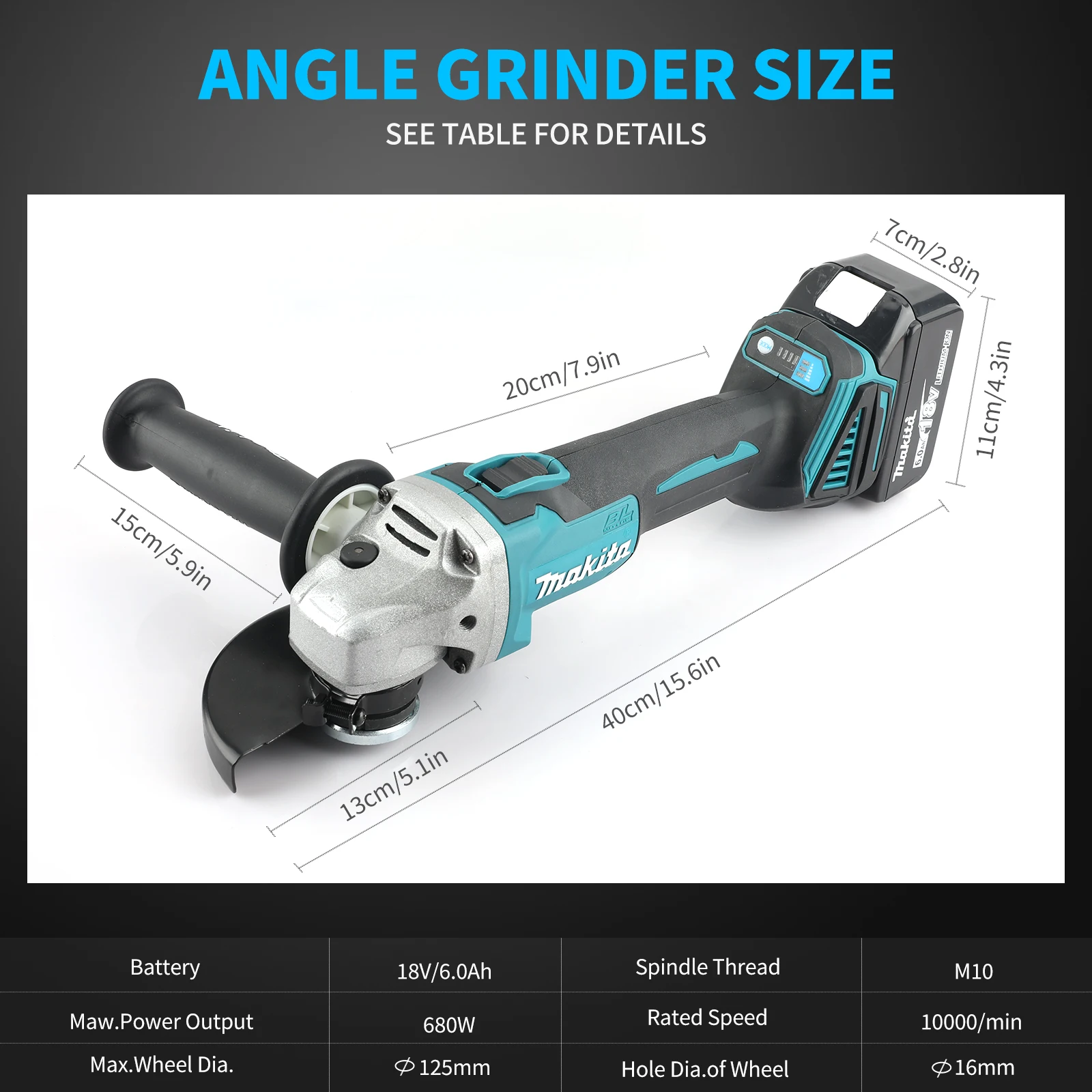 Makita18V electric tool DGA404 cordless grinder electric tool angle grinder brushless sanding machine trimming machine