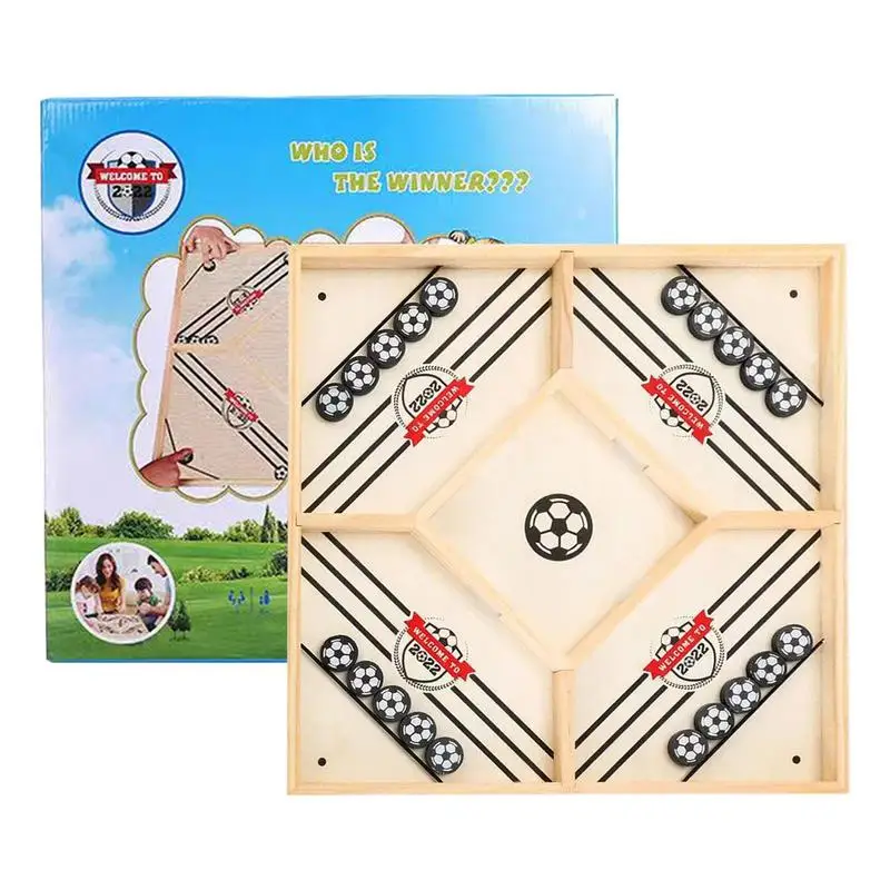 

Tabletop Hockey Game Sturdy Interactive Hockey Game For Tabletop Large Fast Sling Puck Game Solid Wooden Hockey Board Game For