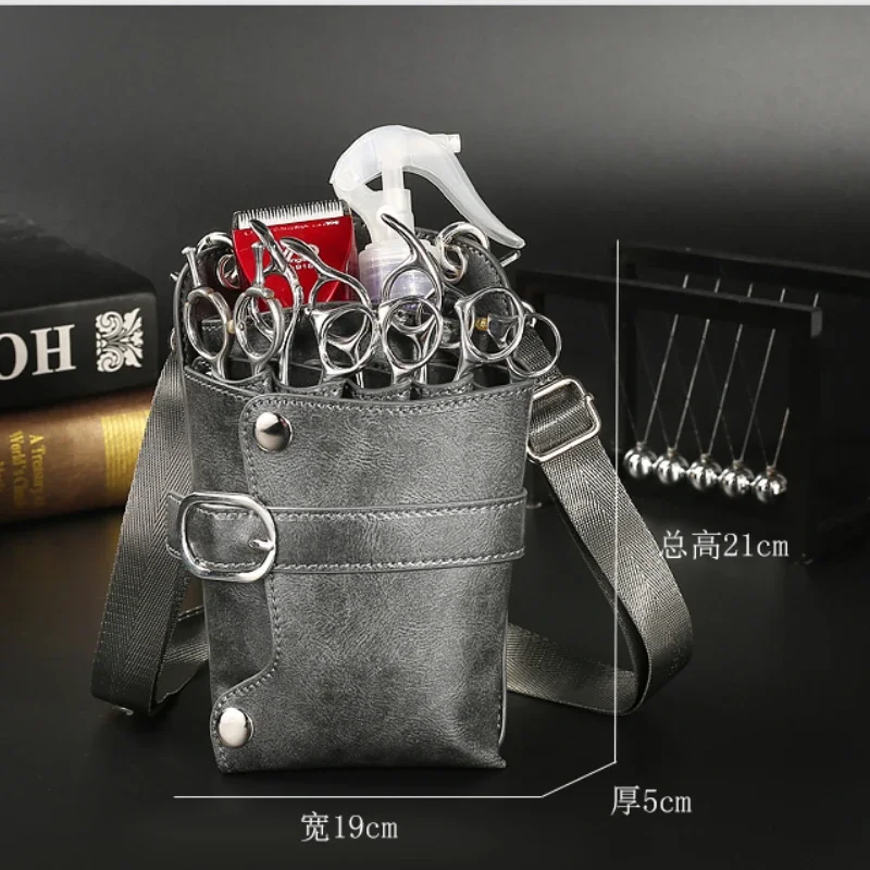 Professional PU Leather Hair Scissors Bag Pet Bag With Shoulder Strap Hair Clip Comb Holder Hairdresser Waist Pack Barber Shop