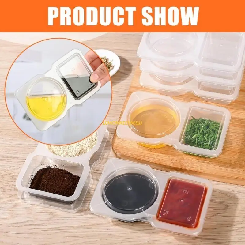 62CE Transparent Double Compartment Dressings Cup Safe Plastic Snacks Container Clear Sauce Holders for Home and School