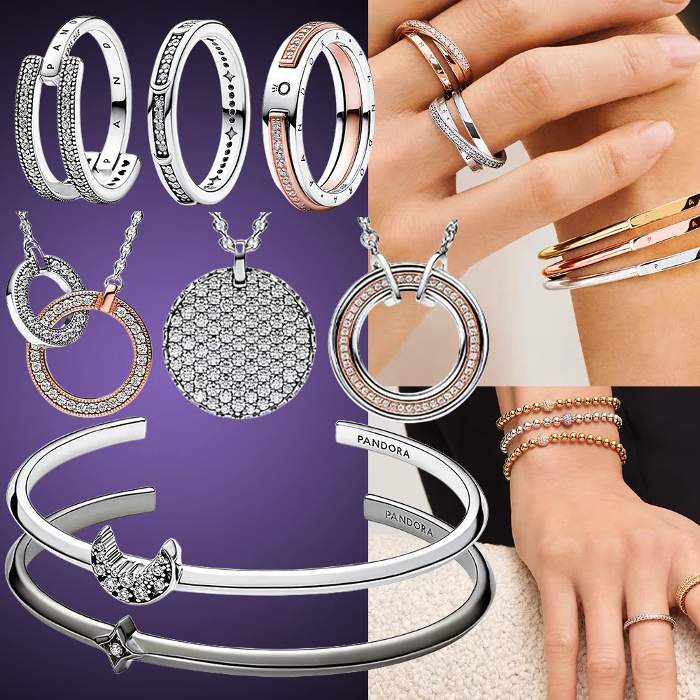 

Certificate Pandora925 Sterling Silver Charming Earrings Original Logo DIY Bracelet Ring High Quality Charming Women's Gift