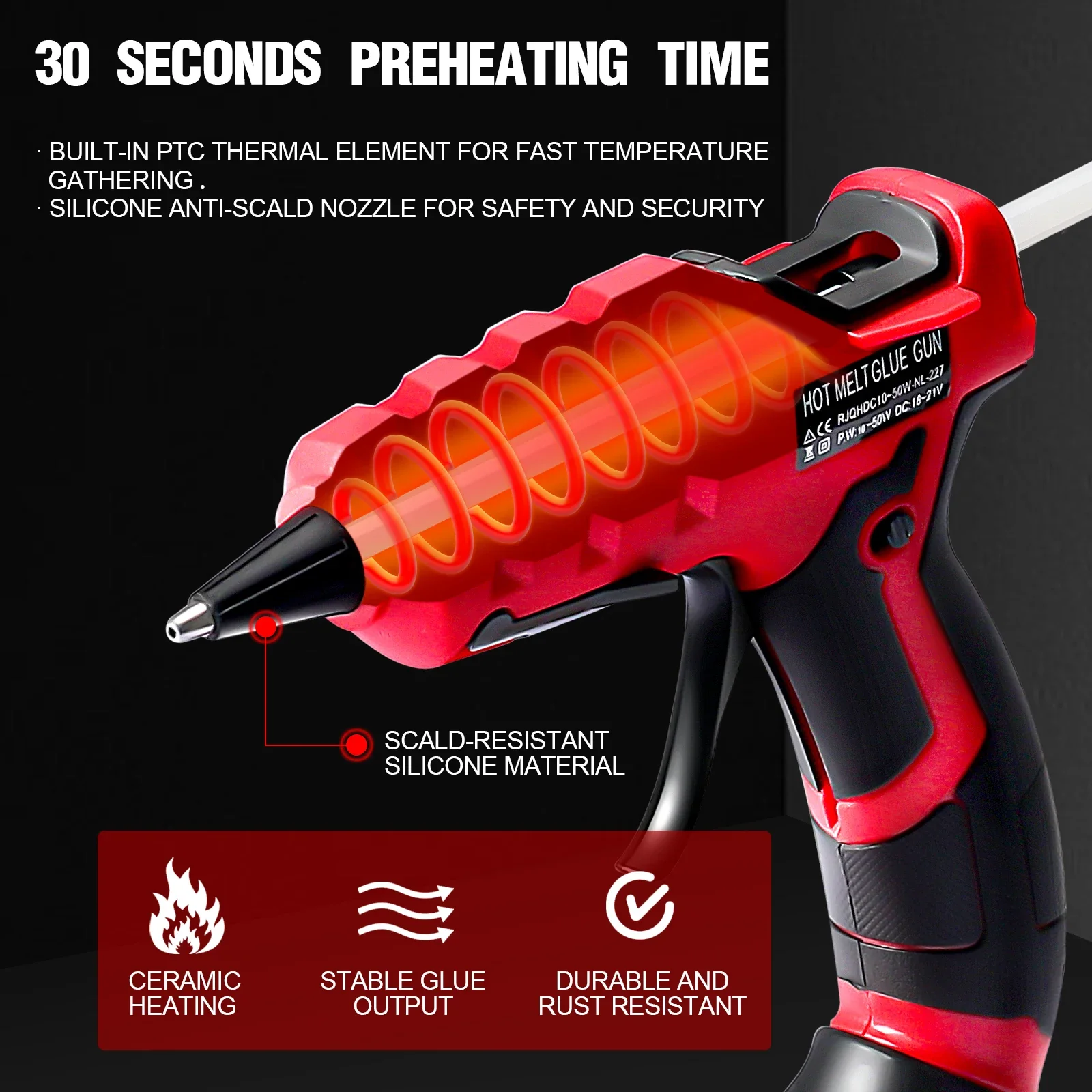 Cordless Hot Melt Mini Glue Gun with 30pcs Glue Sticks Heat Repair Tools  DIY