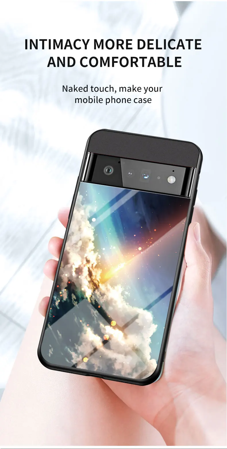 Per Google 7 6 Pro Custodia DECLAREYAO Cover in vetro rigido per Google Pixel 5 XL 4 4A 3 3A 2 1 Custodia in silicone ultra sottile Tempere_voghion.com