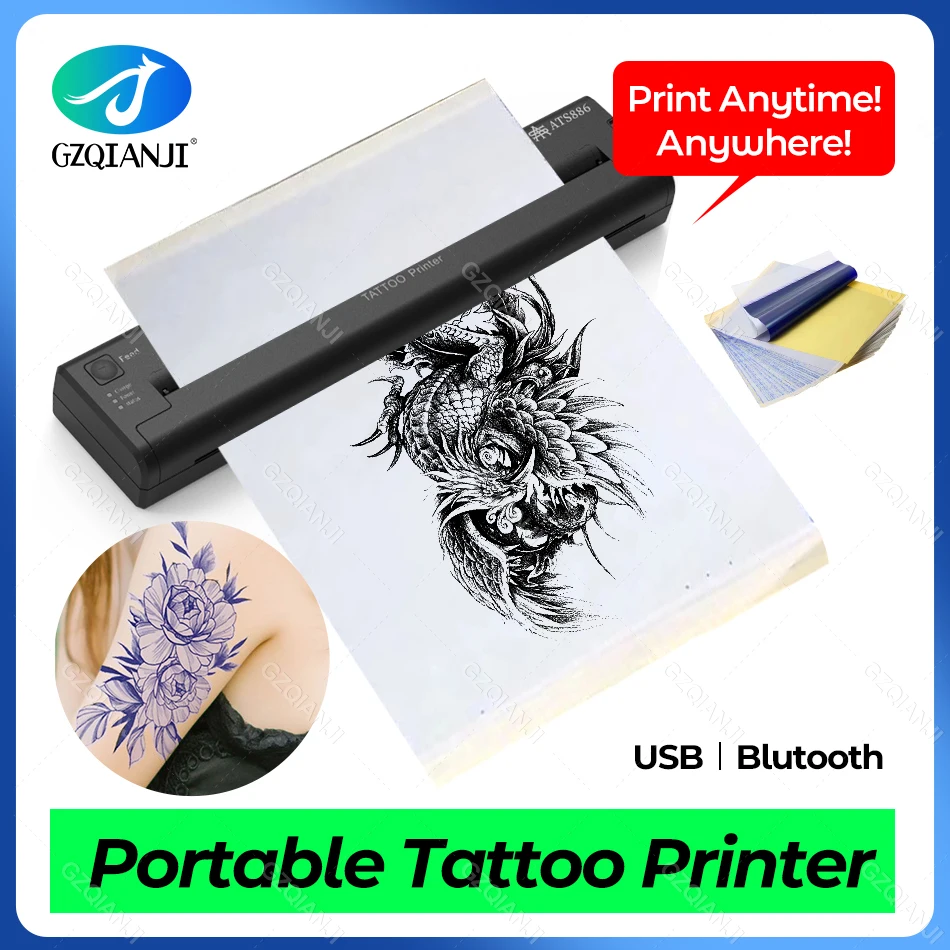 Tattoo Stencil Transfer Printer Machine Portable Thermal Stencil Maker Line  Photo Drawing Printing Copier with 50 Sheets Tattoo