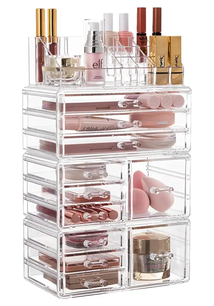 Acrylic Clear Dustproof Makeup Storage Organizer Drawers Large Skin Care Cosmetic Display Cases 2
