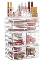 Acrylic Clear Dustproof Makeup Storage Organizer Drawers Large Skin Care Cosmetic Display Cases 2