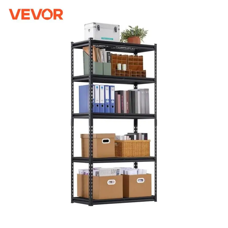 VEVOR 5 Tier Metal Storage Shelves Height Adjustable Garage Shelving Racking Freestanding Shelf Unit for Industrial Warehouse
