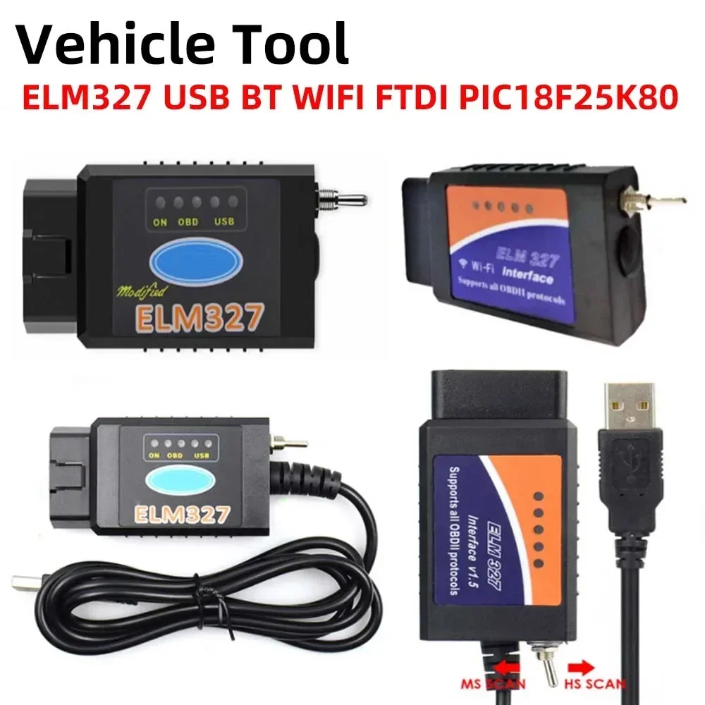 

8 Type HS-CAN/MS-CAN ELM327 V1.5 Switch PIC18F25K80 Chip support BT/WIFI ELM 327 For Ford FORScan OBD2 Car Diagnostic Scanner