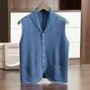 ZOCEPT High Quality Goat Cashmere Vest for Men Autumn Winter Casual Knitted Business Lapel Sweater Sleeveless Cardigan Waistcoat 3