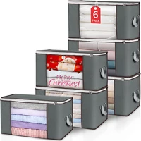 90L Large Storage Bags 6 Pack Clothes Storage Bins Foldable Closet Organizers Storage Containers with Reinforced Handle 1